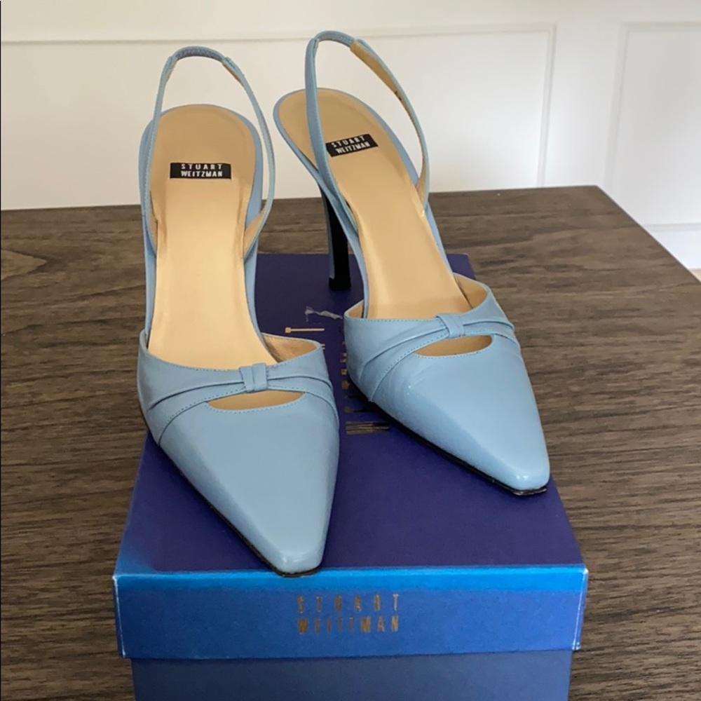 Stuart Weitzman Pale Blue Sling Back Heels
